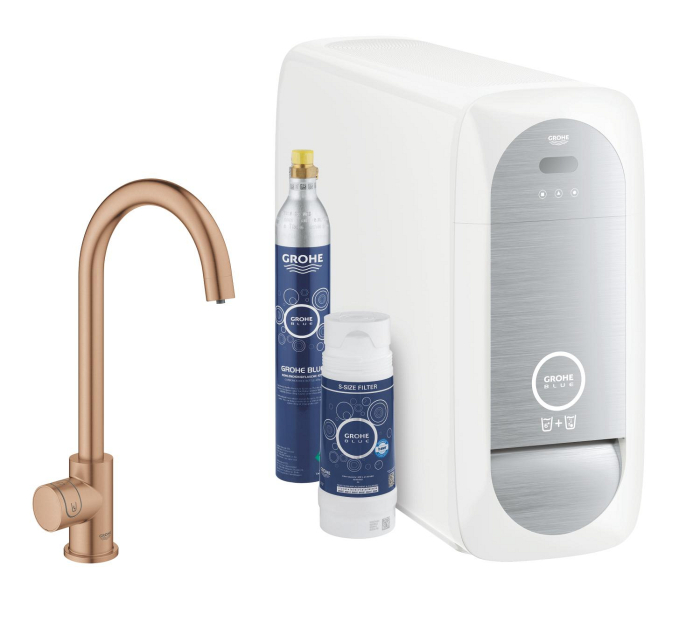 Filtru bucatarie Grohe 31498DL1, Blue Home, medie, tip C, filtrare, CO2, racire, mat, cupru [1]