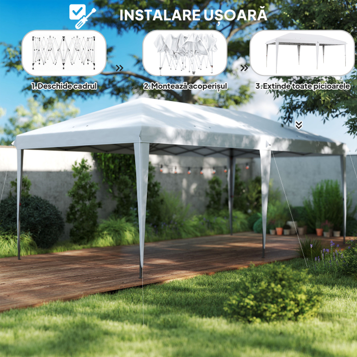  Foisor 6 x 3 m pentru gradina, pop-up pliabil, geanta inclusa, otel epoxidic, Oxford, densitate mare, gri [4]