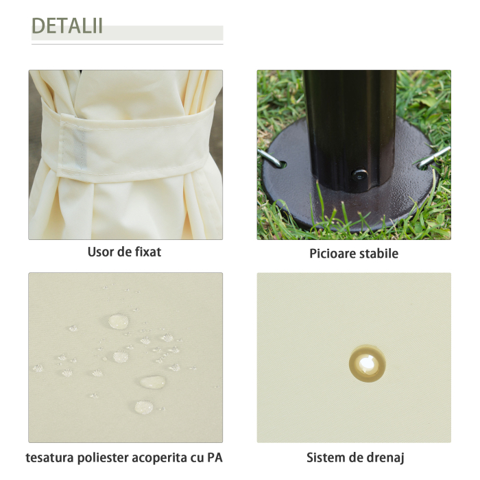  Foisor cu Dublu Acoperis si 4 Prelate Laterale, Crem, 3x4m [6]