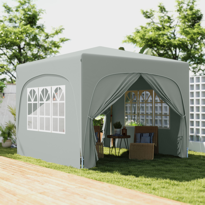  Foisor de Gradina 3x3 m Pliabil cu inaltime Reglabila, Protectie UPF50+ si Geanta, Gri Deschis [2]