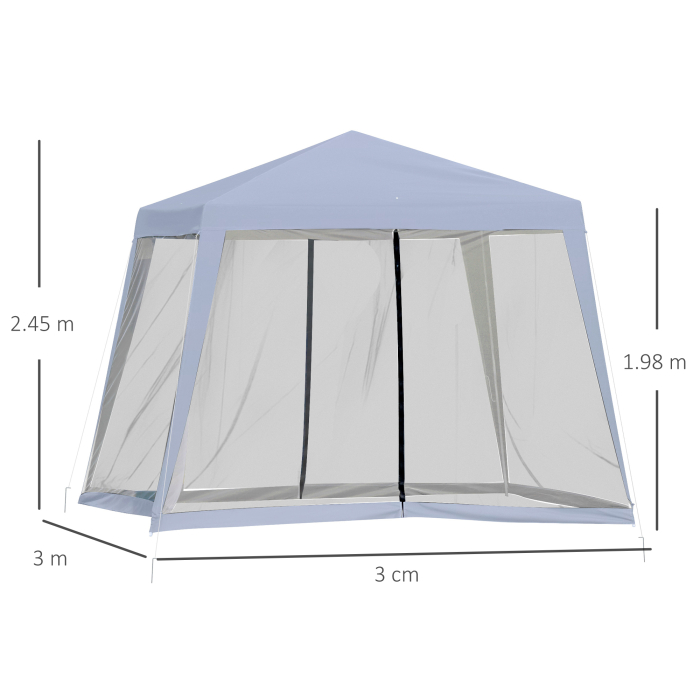  Foisor de Gradina 3x3m cu Plasa de Tantari din Poliester si Metal [3]