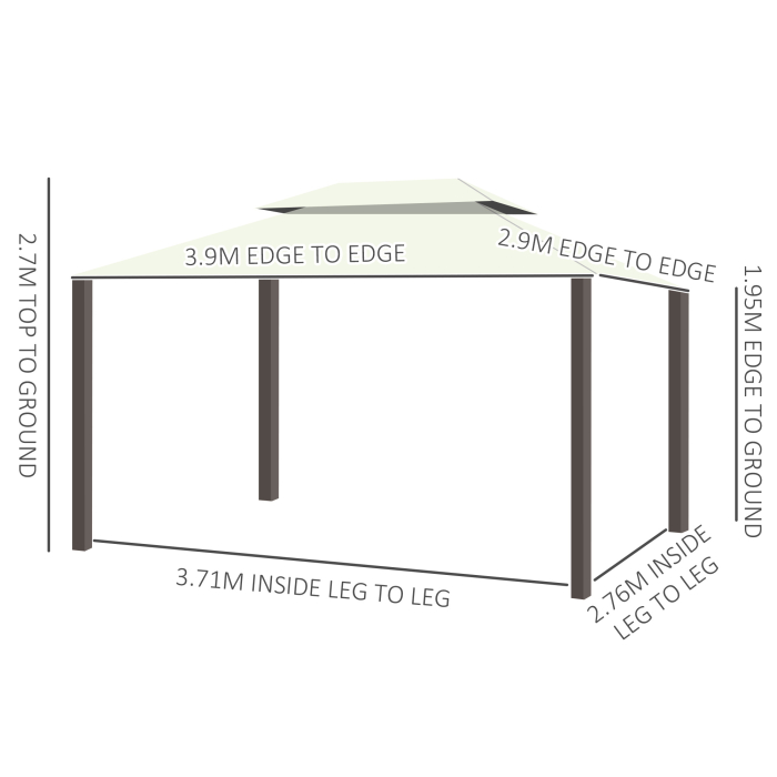  Foisor de Gradina 4x3 m cu Plasa de tantari si Perdele, Acoperis Dublu si Strat Anti-UV, Crem [3]