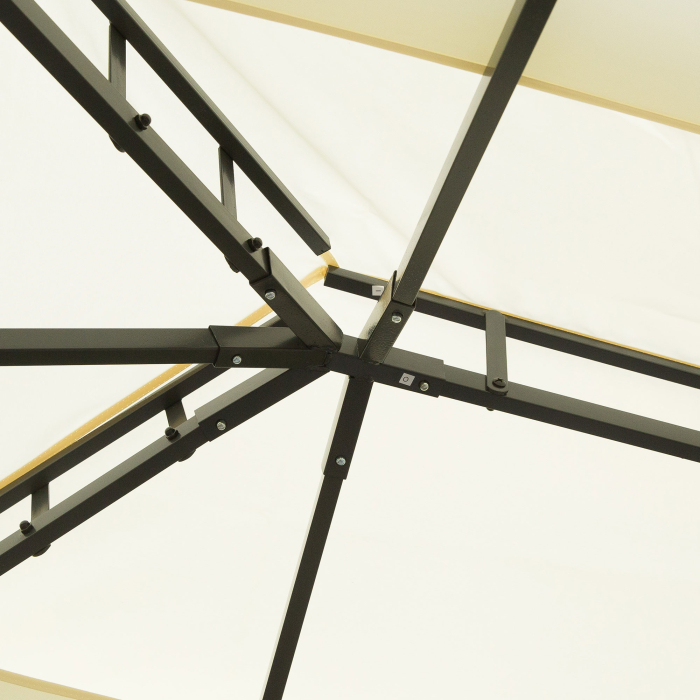  Foisor de Gradina 4x3 m cu Plasa de tantari si Perdele, Acoperis Dublu si Strat Anti-UV, Crem [7]