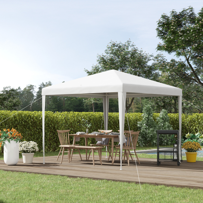  Foisor de Gradina cu Cadru din Otel pentru Exterior si Interior, 2.7x2.7m Alb [2]