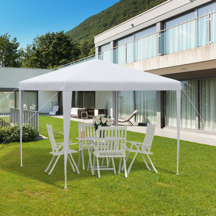  Foisor de Gradina cu Cadru din Otel pentru Exterior si Interior, 2.7x2.7m Alb [7]