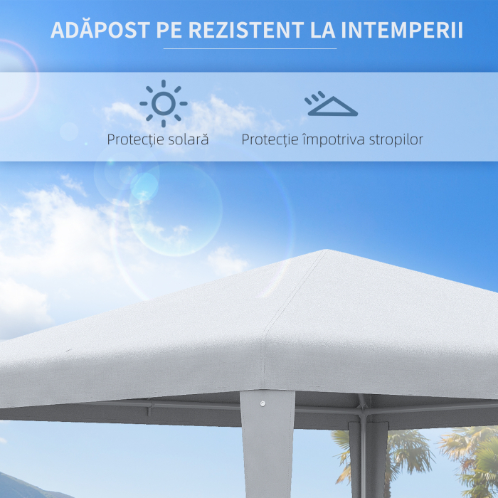  Foisor de Gradina cu Cadru din Otel pentru Exterior si Interior, 2.7x2.7m Alb [4]