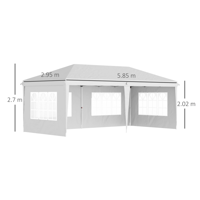 Foisor de gradina  cu ferestre, inaltime reglabila cu pereti detasabili, 585x295x270cm alb [3]