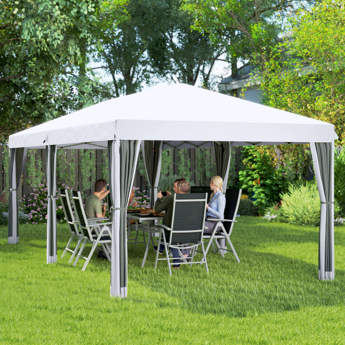  Foisor de gradina cu plasa de tantari, alb, 3x6m [9]