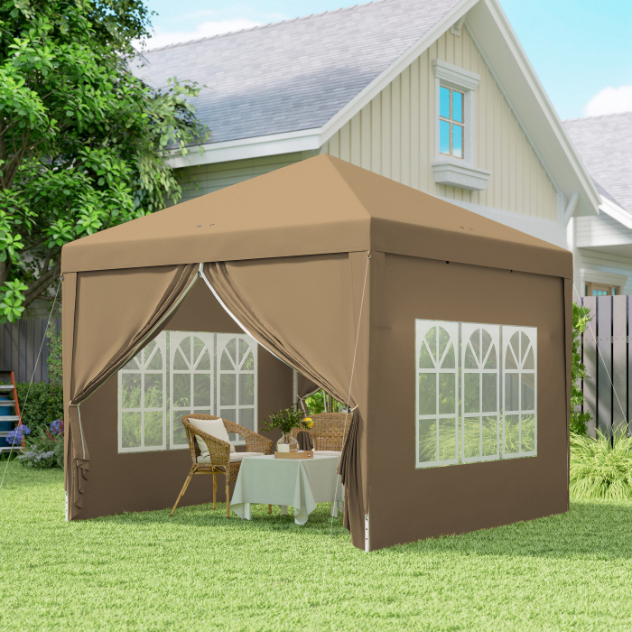 Foisor de gradina pliabil  din otel si tesatura Oxford cu funii si cuie incluse, 2,95x2,95x2,58 m, alb [8]