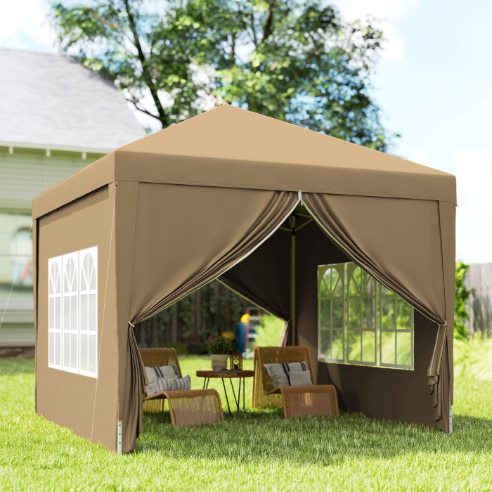 Foisor de gradina pliabil  din otel si tesatura Oxford cu funii si cuie incluse, 2,95x2,95x2,58 m, alb [9]