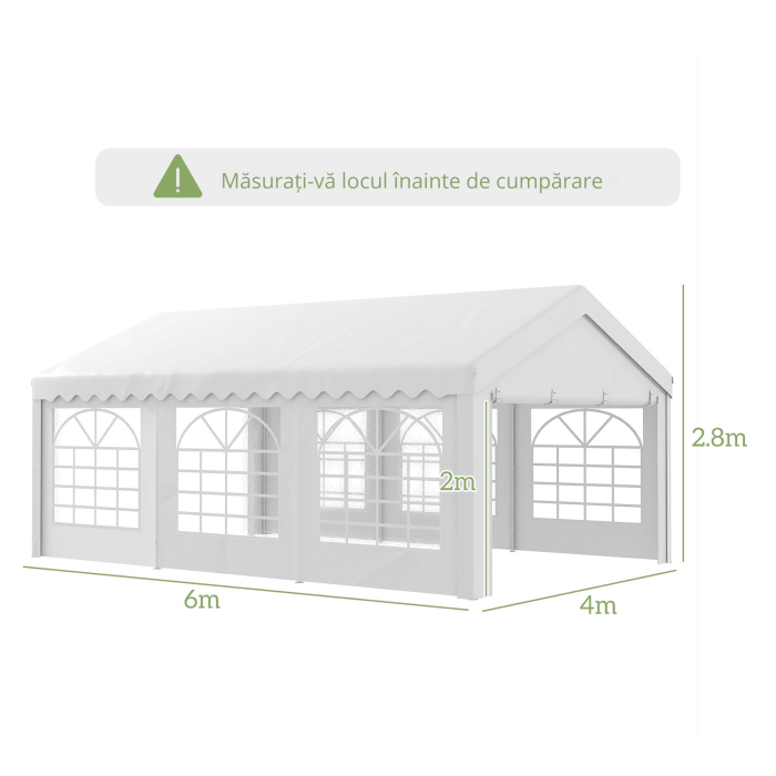  Foisor pentru Exterior, Marchiza pentru Petreceri, Nunta si Cadru din Otel, 6 x 4 m [3]