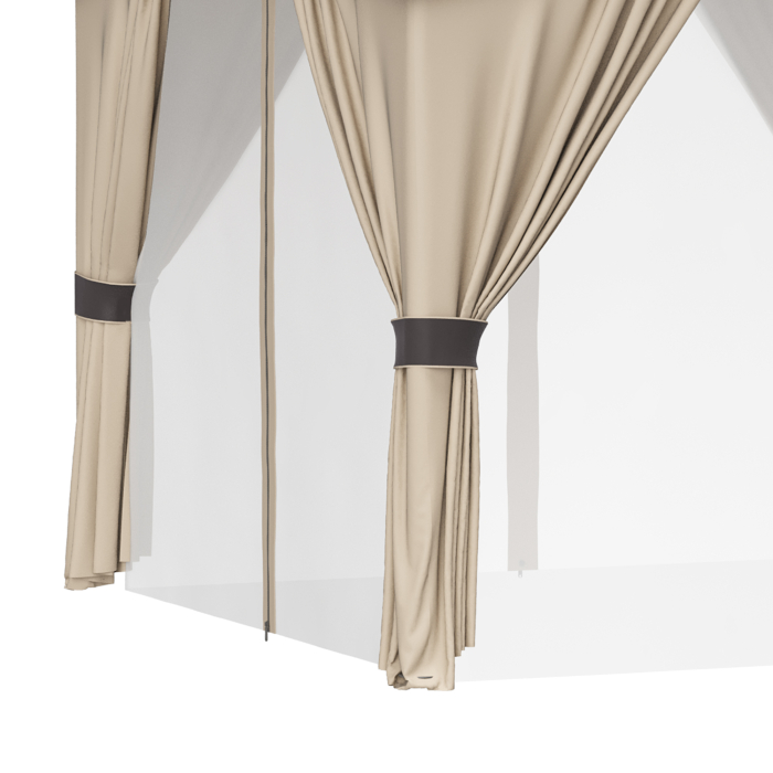  Foisor pentru gradina 3m x 3 m, Adapost copertina foisor exterior cu acoperis dublu cu plasa & draperii, Cadru din otel galvanizat pentru gradina, gazon, curtea din spate si punte [9]