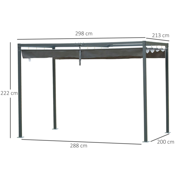  Foisor Pergola 298×213×222 cm - Pergola cu Panza Glisanta pentru Exterior [3]
