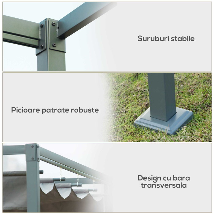  Foisor Pergola 298×213×222 cm - Pergola cu Panza Glisanta pentru Exterior [6]
