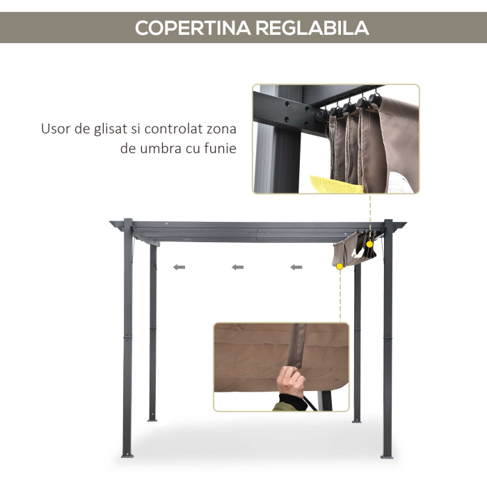  Foisor Pergola de Gradina 3x3 m cu Acoperis Retractabil [5]