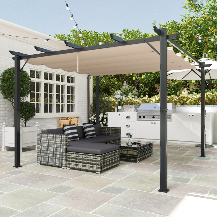  Foisor Pergola de Gradina 3x3 m cu Acoperis Retractabil [9]