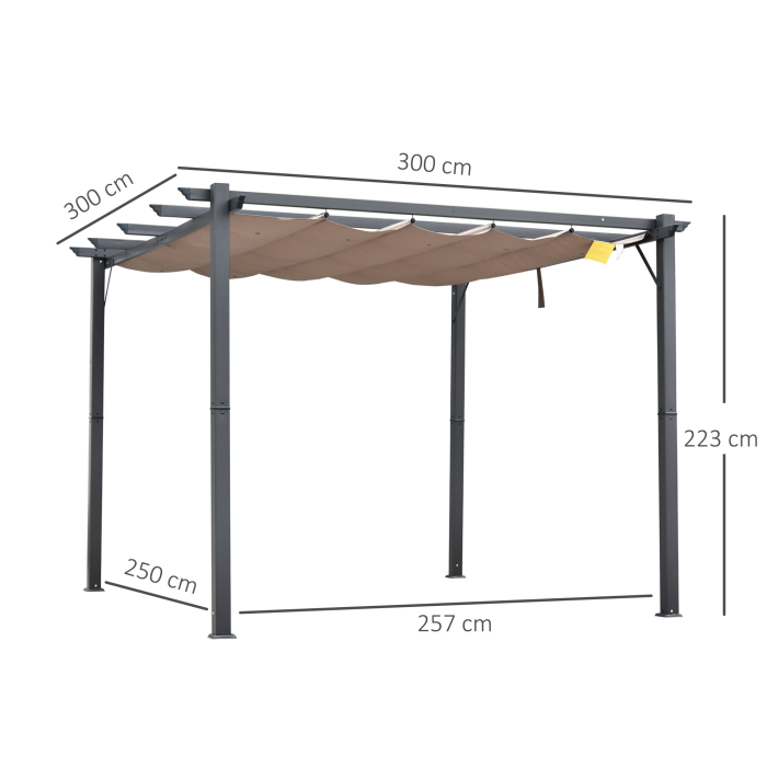  Foisor Pergola de Gradina 3x3 m cu Acoperis Retractabil [3]