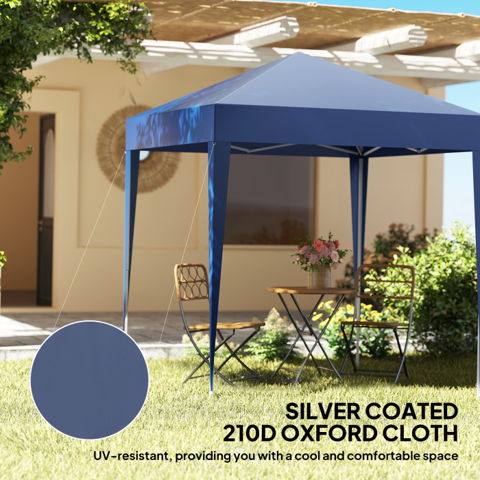  Foisor Pliabil 2x2 m con 4 Pereti Detasabili, Foisor de Gradina cu Sac pentru Transport din Poliester si Otel, Albastru [5]