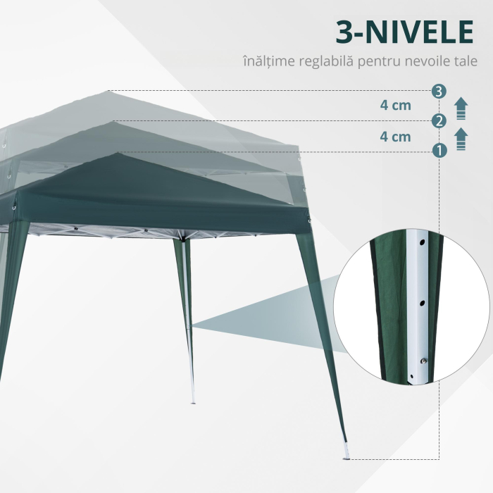  Foisor Pliabil de Gradina 2.4x2.4m in Otel si poliester, Verde [7]