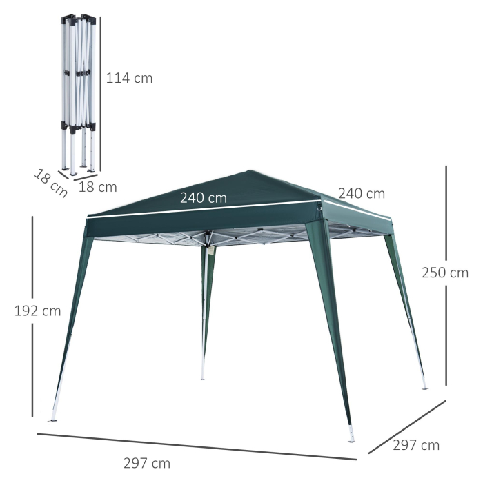  Foisor Pliabil de Gradina 2.4x2.4m in Otel si poliester, Verde [3]