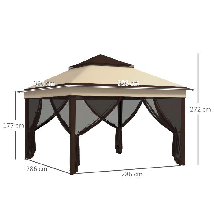  Foisor Pop Up 3 x 3m Cu Plasa, Bej [3]