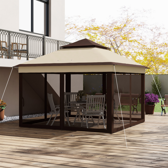  Foisor Pop Up 3 x 3m Cu Plasa, Bej [8]