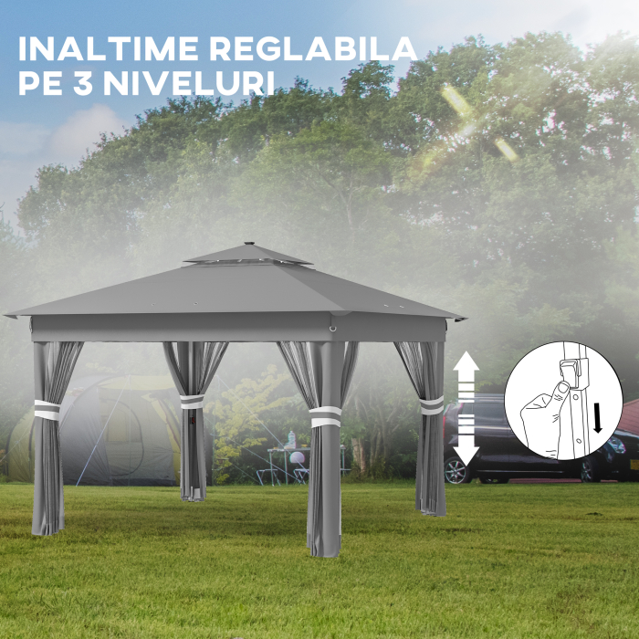  Foisor tip pop-up 3 x 3(m) cu 20 lumini LED, Gri [7]