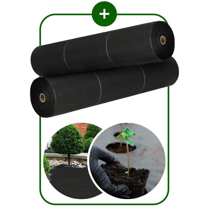 Folie agrotextil, mulcire, antiburuieni, filtru UV, 10 x 2metri, 90g/m2, negru [22]