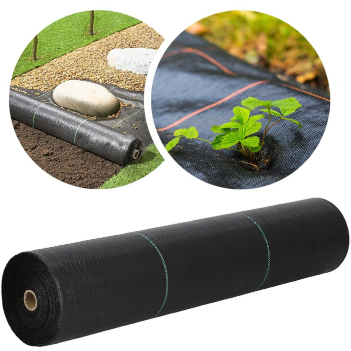 Agrotextil antiburuieni polipropilena 70g/m2 cu protectie UV, mentine umiditatea solului, 100x1.1 m, negru [17]