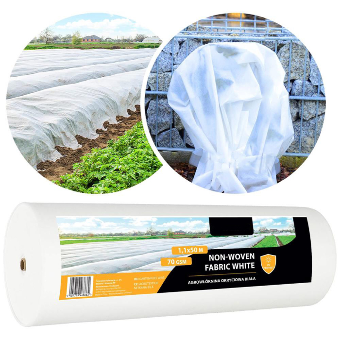 Folie agrotextil mulcire antiburuieni filtru uv 50x1.6 m, 70 g pe mp, protectie, alb [3]