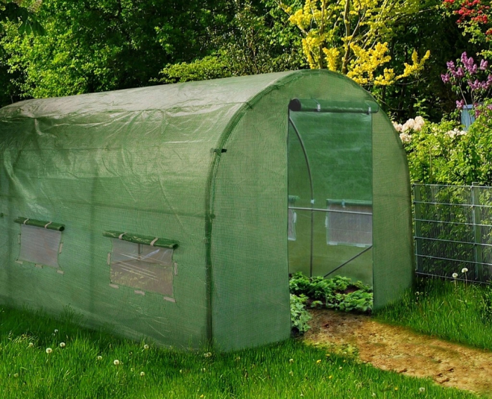 Folie armata inlocuire sera 300x200 cm, PE 140g/m2 cu plasa PP, filtru UV4, ferestre si usa fermoar, verde [6]