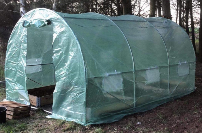 Folie armata inlocuire sera 300x200 cm, PE 140g/m2 cu plasa PP, filtru UV4, ferestre si usa fermoar, verde [2]