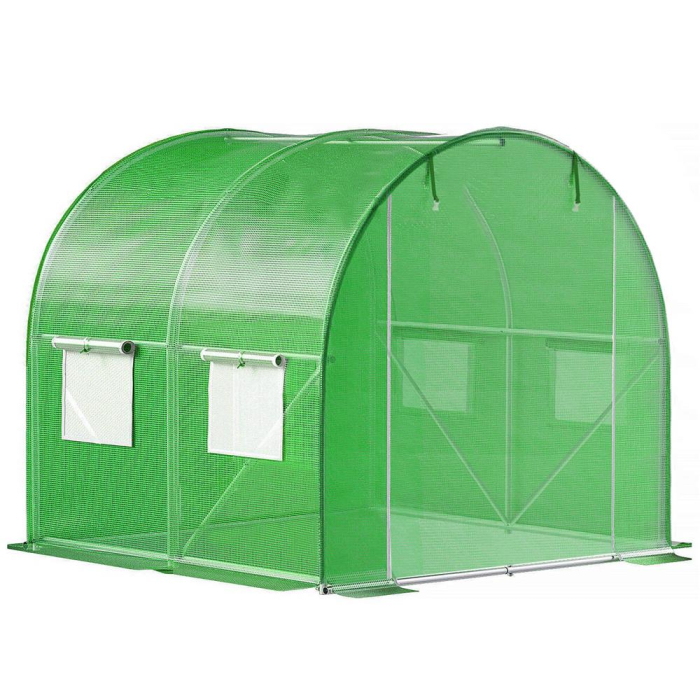 Folie inlocuire sera 200x200x200 cm, PE 140g/m2 cu plasa PP, filtru UV4, 4 ferestre si usa fermoar, verde [6]
