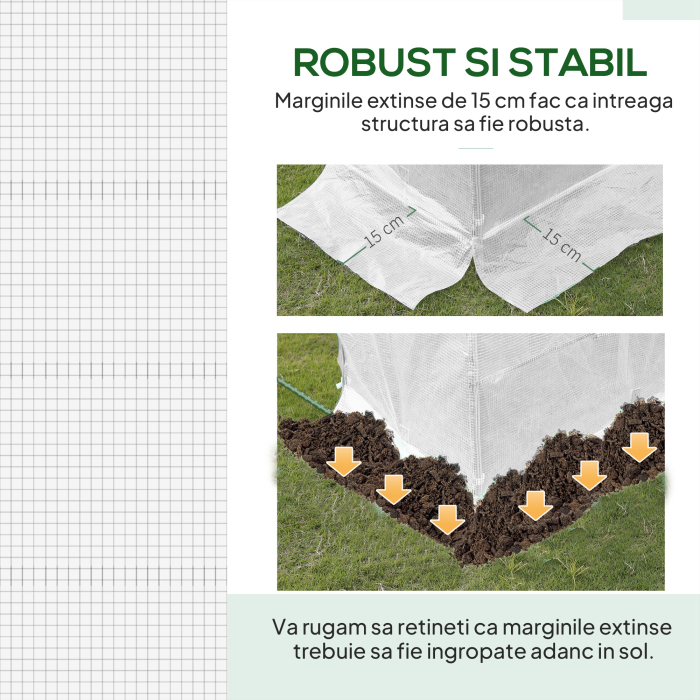  Folie pentru Sera cu 12 Ferestre, Usa Rulabila si Margini ingropate, 3x2x2 m, Alb [5]