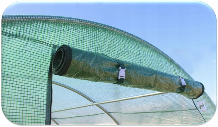 Folie sera gradina 8x3 m, PE 140g/m2 armata cu plasa PP, filtru UV4, ferestre velcro si usa fermoar, verde [4]
