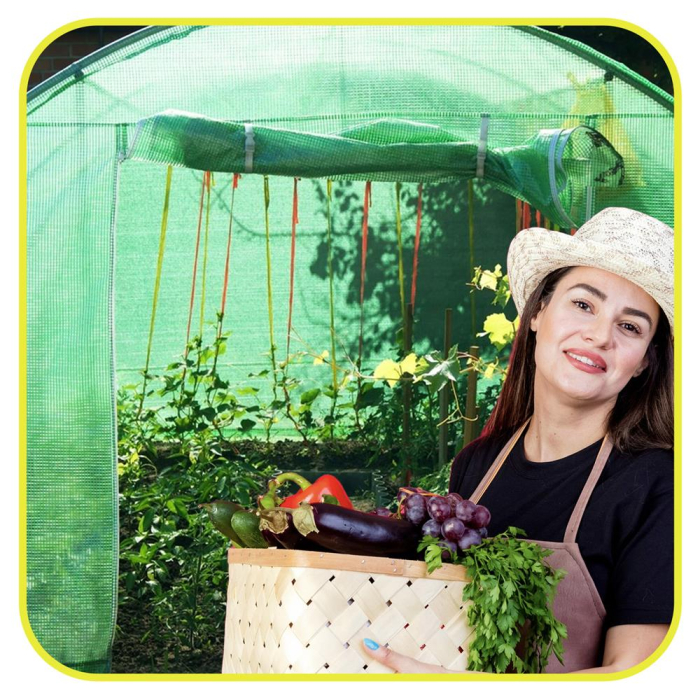 Folie pentru sera gradina 450x200x200 cm, 140 g/m², armata cu plasa, UV4, 9 ferestre, verde [2]