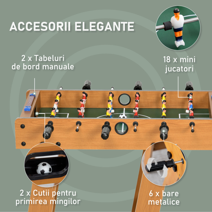  Fotbal- Biliard pliabil compact din lemn cu 18 jucatori, 69x37x70cm [4]