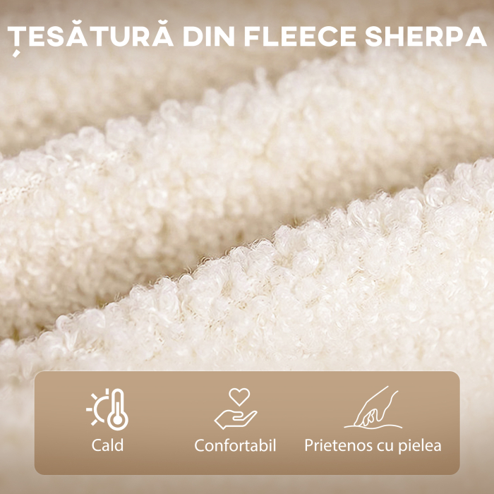  Fotoliu Balansoar Tapitat din Lemn si Otel pentru Living si Dormitor, 71x98x101 cm, Bej [7]