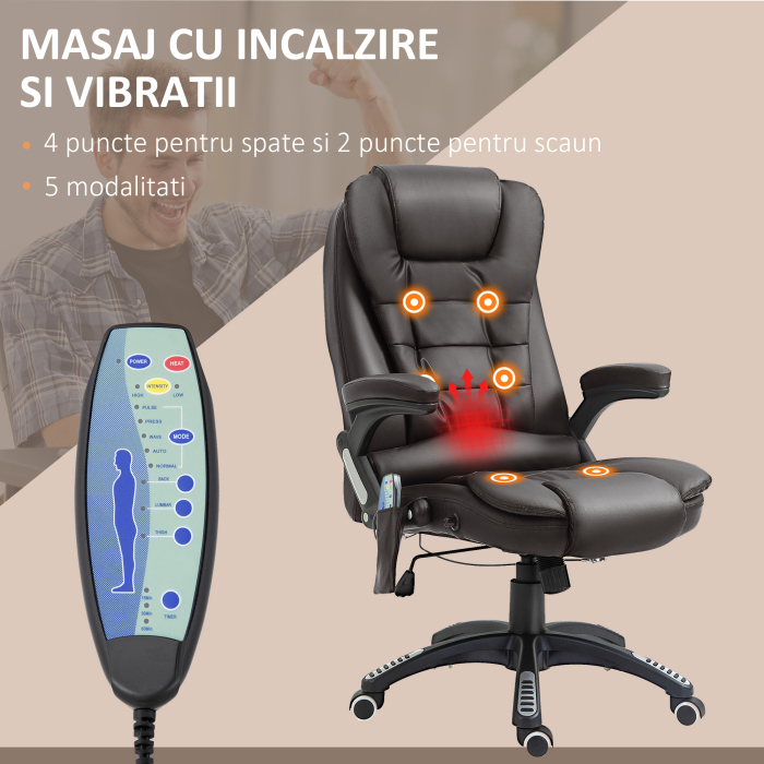  Fotoliu Birou 62×68×111-121 cm - Masaj, incalzire & Reglaj Electric [4]
