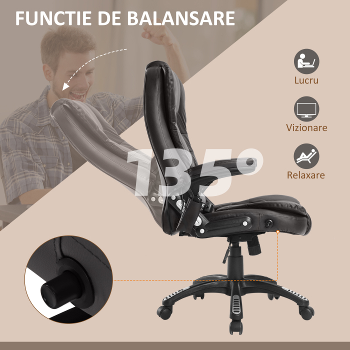  Fotoliu Birou 62×68×111-121 cm - Masaj, incalzire & Reglaj Electric [7]