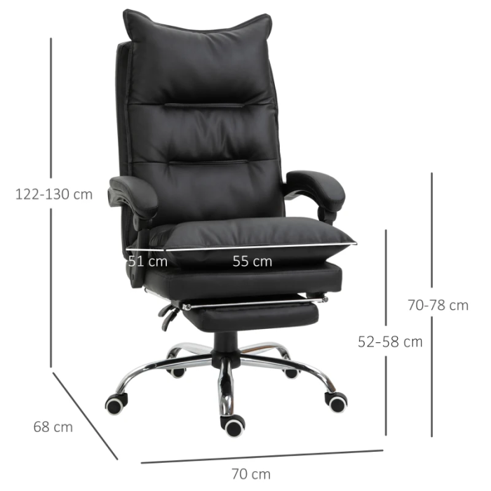  Fotoliu Birou Negru - Rabatabil, Suport Picioare & Ergonomic [3]