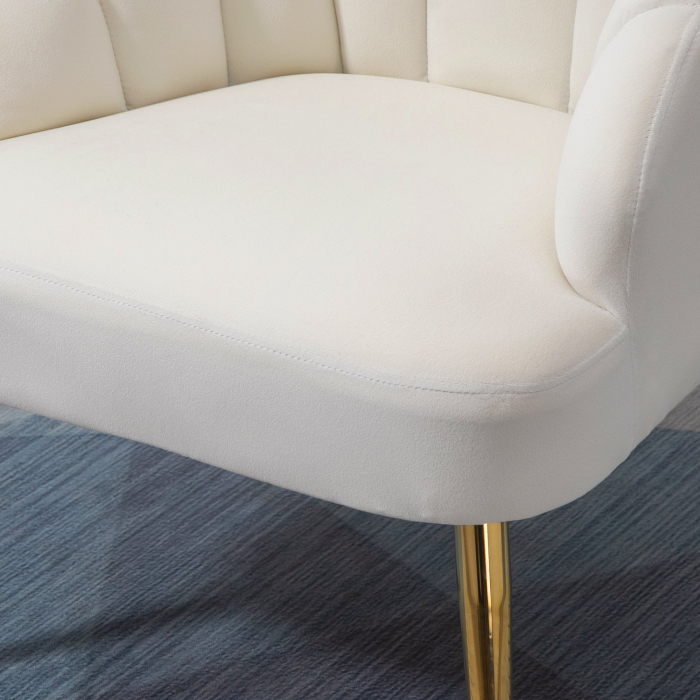  Fotoliu Catifea Crem - 63×65×84 cm, Spatar Tip Scoica Elegant [7]