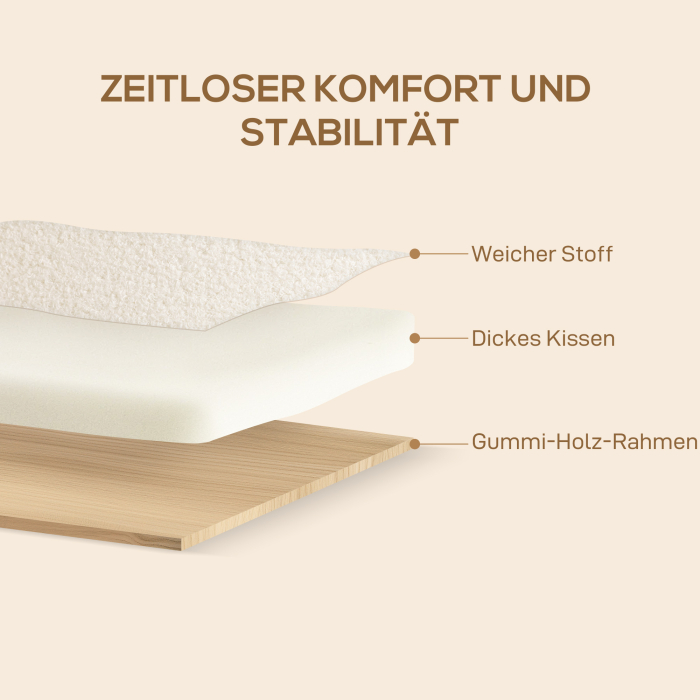  Fotoliu de Living din Material Sherpa si Lemn Stil Nordic, Crem [6]