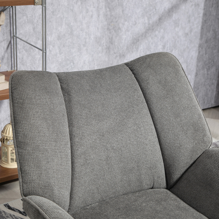  Fotoliu Decorativ cu Brate inclinate, din Material Textil cu Aspect de In si Otel, 71,5x67x79 cm, Gri [9]