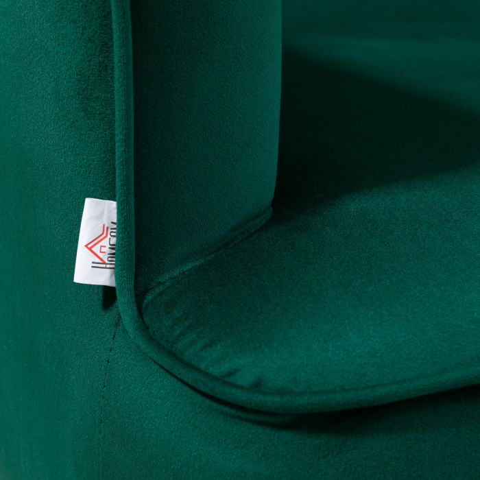 Fotoliu dormitor din material textil cu efect catifea  cu picioare din otel auriu, 62x69x75 cm, verde [7]