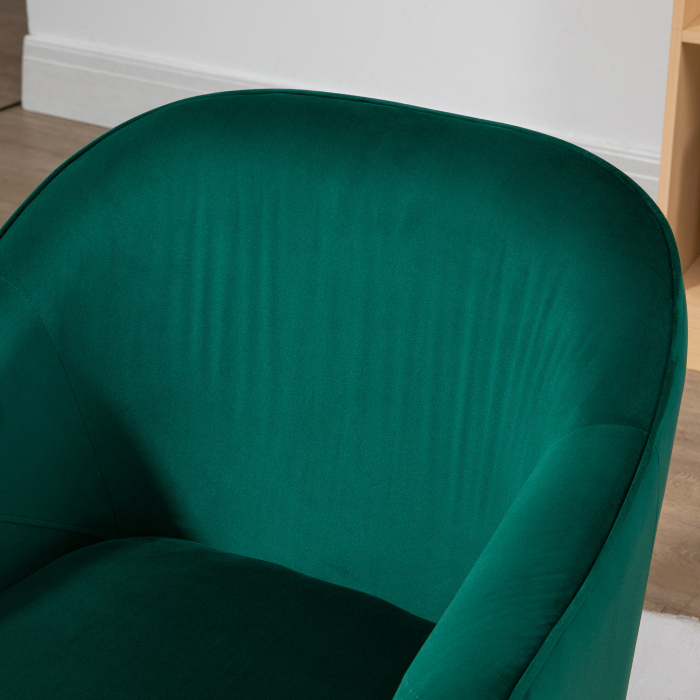 Fotoliu dormitor din material textil cu efect catifea  cu picioare din otel auriu, 62x69x75 cm, verde [8]