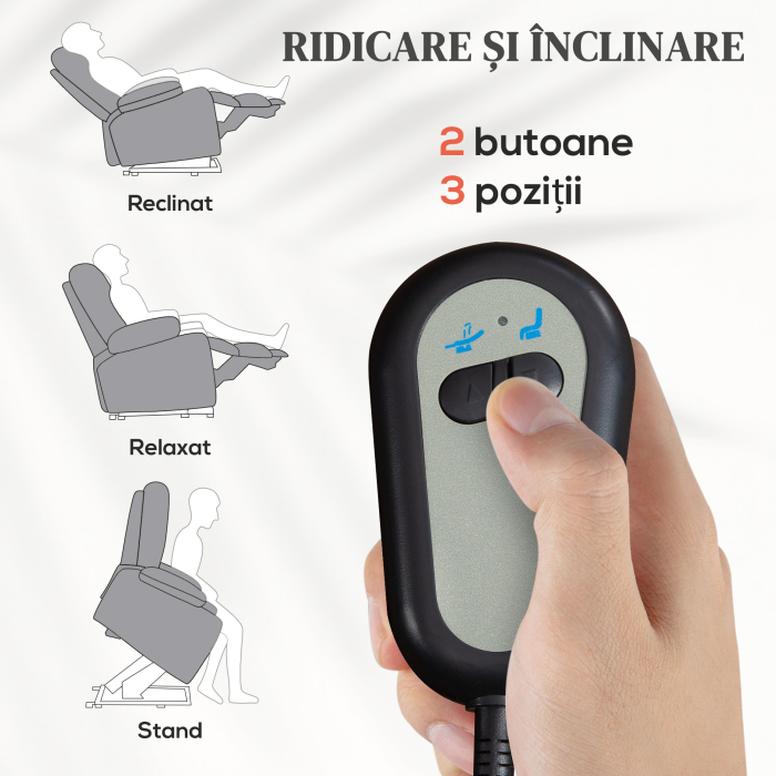  Fotoliu Electric Reclinabil - Cu Telecomanda & Suport Picioare, Gri [4]