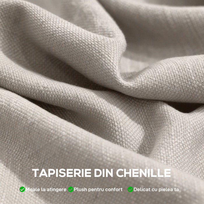  Fotoliu Living cu Tapiterie Groasa, sezut Spatios, Cusaturi Duble, Fotoliu pentru Dormitor din Chenille Moale, Usor de Asamblat, Cadru din Otel, pentru Sufragerie, Birou, Bej [5]
