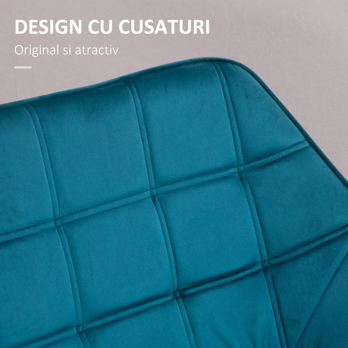  Fotoliu modern din catifea albastru, design de lux, confortabil, cu cadru metalic, ideal pentru living si dormitor [6]