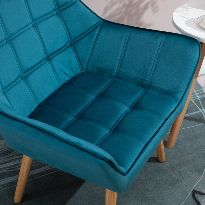  Fotoliu modern din catifea albastru, design de lux, confortabil, cu cadru metalic, ideal pentru living si dormitor [9]